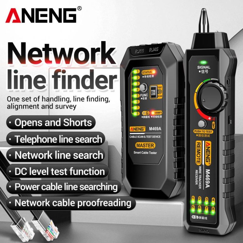 ANENG M469A Network Cable Finder Multifunctional Cable Finder Anti-Interference Testing Instrument Find The Break Point of Network Line And Check The Line  |   Other Instruments Measurement & Analysis Instruments Black + Red