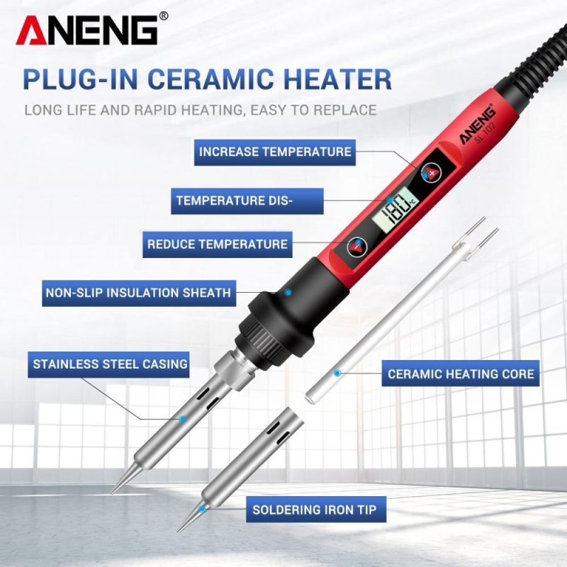 ANENG Mini Electric Soldering Iron with LCD Digital Display Intelligent Soldering Iron Kit for Electronic Components Repair EU Plug  |   Electrical Equipment & Supplies Electrical Equipment & Supplies Electrical Equipment & Supplies