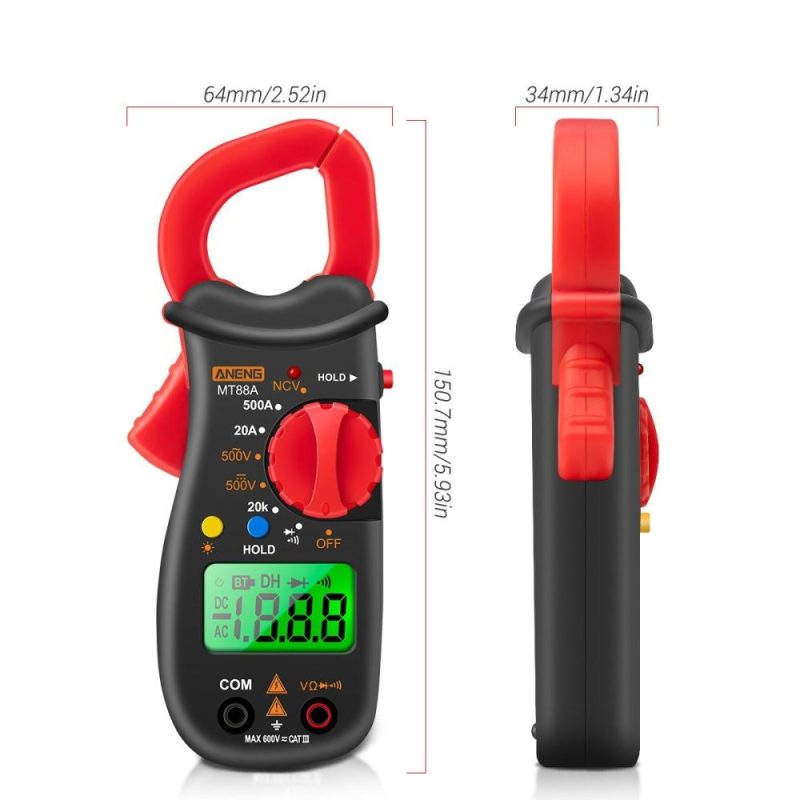 ANENG MT88A Clamp Meter Multimeter LCD Digital Universal Meter  |   Digital Multimeters & Oscilloscopes Digital Multimeters & Oscilloscopes Black + Red