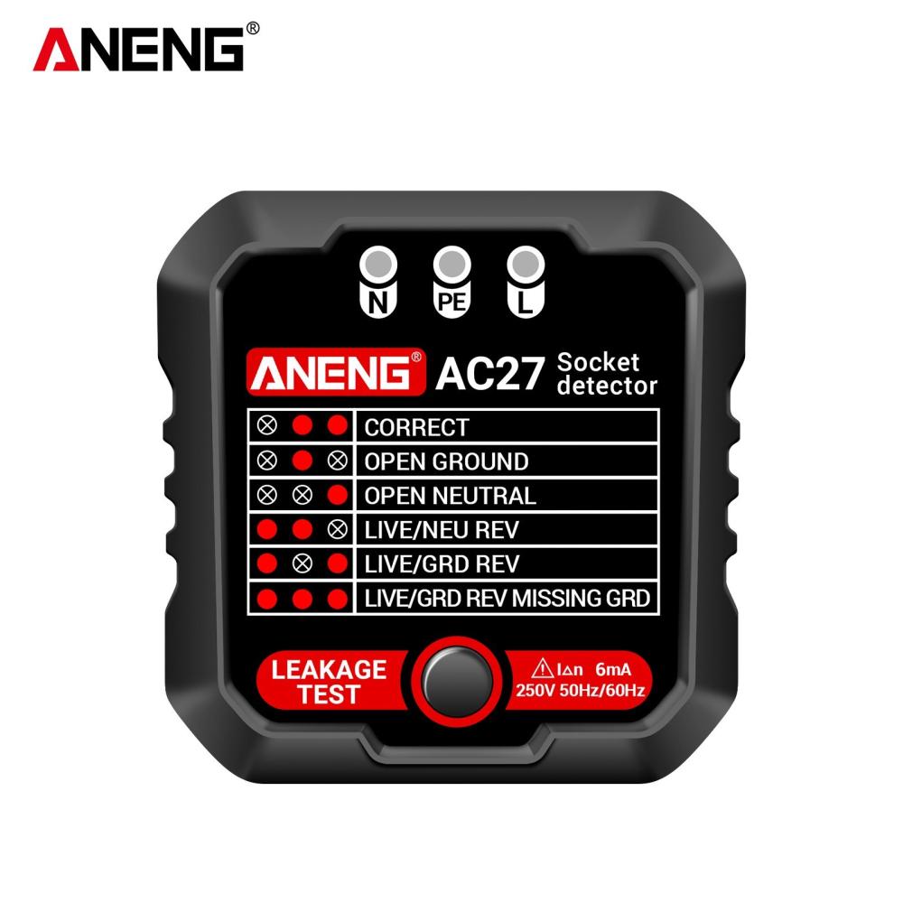 ANENG Outlet Tester 250V Fast Detection Socket Tester Receptacle Detector Leakage Plug Polarity Ground Line Automatic Electric Circuit Polarity Voltage Detector  |   Electrical Measuring Tools Measurement & Analysis Instruments Black + White