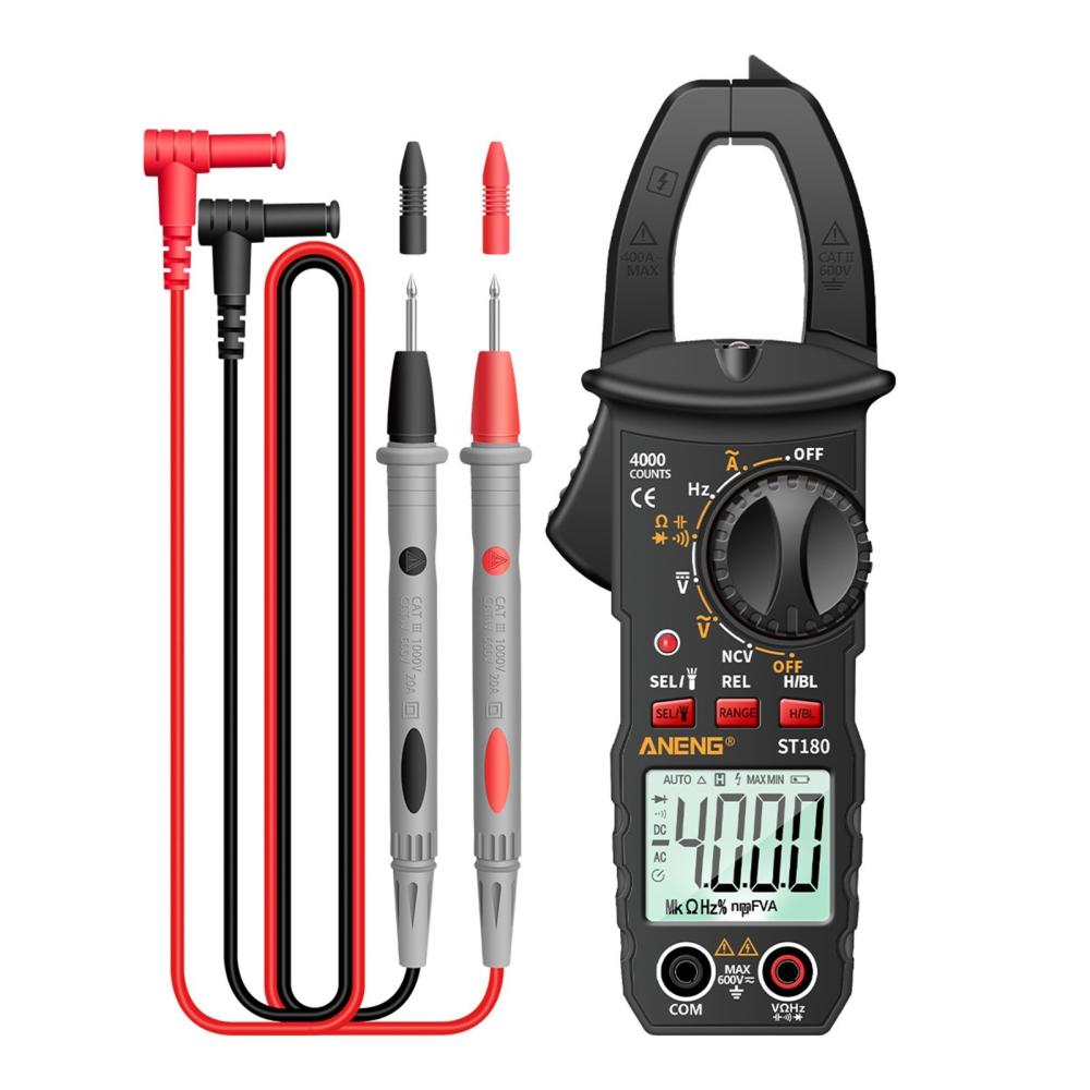 ANENG ST180 4000 Counts Digital Clamp Meter Multimeter Clamp Multimeter Voltmeter Ammeter AC DC Voltage AC Current Meter NCV Tester Universal Meter Tester Current Clamp Tester -30~1000℃ Temperature Resistance Capacitance Frequency Diode Measurement  |   Digital Multimeters & Oscilloscopes Digital Multimeters & Oscilloscopes Black/Red/Yellow