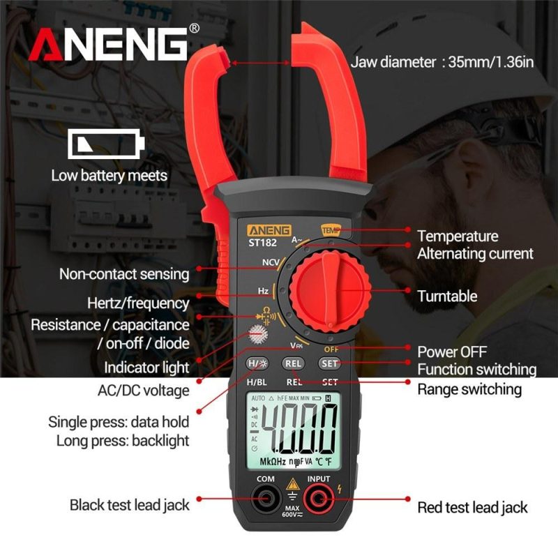 ANENG ST182 pro 4000 Counts Digital AC Current Clamp Meter 400A Automatic Range Multimeter  |   Digital Multimeters & Oscilloscopes Digital Multimeters & Oscilloscopes Black