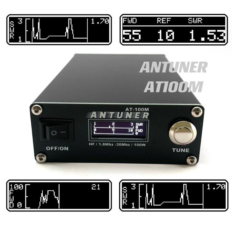 ANTUNER Omnipotent 1.8MHz-30MHz 100W Antenna Tuner Built-in Standing Waves Meter Power Meter For HF Radio USDX G1M FT-818 817 IC-705  |   Other Instruments Measurement & Analysis Instruments Black