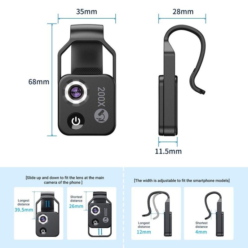 APEXEL MS002 200X Professional Phone Microscope Lens with Universal Phone Clip  |   Microscopes & Endoscope Measurement & Analysis Instruments Microscopes & Endoscope