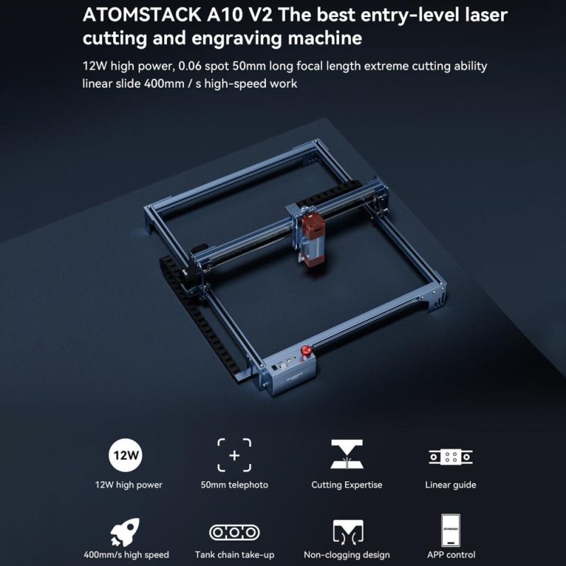 Atomstack A10 V2 10-12W Laser Engraver 24000mm/min High Speed 400x400mm Engraving Area  |   Laser Equipment Laser Equipment Laser Equipment