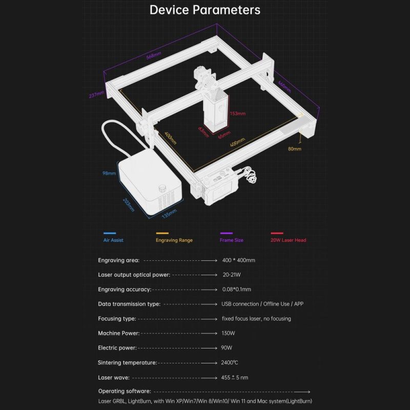 ATOMSTACK A20 Pro 20W Laser Engraving Cutting Machine with Air Assist Accessory  |   Laser Equipment Laser Equipment Laser Equipment