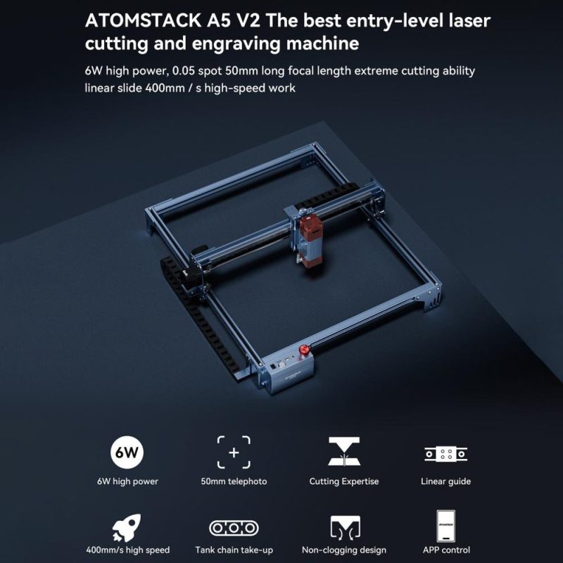 Atomstack A5 V2 6W Laser Engraver 24000mm/min High Speed 400x400mm Engraving Area  |   Laser Equipment Laser Equipment Laser Equipment