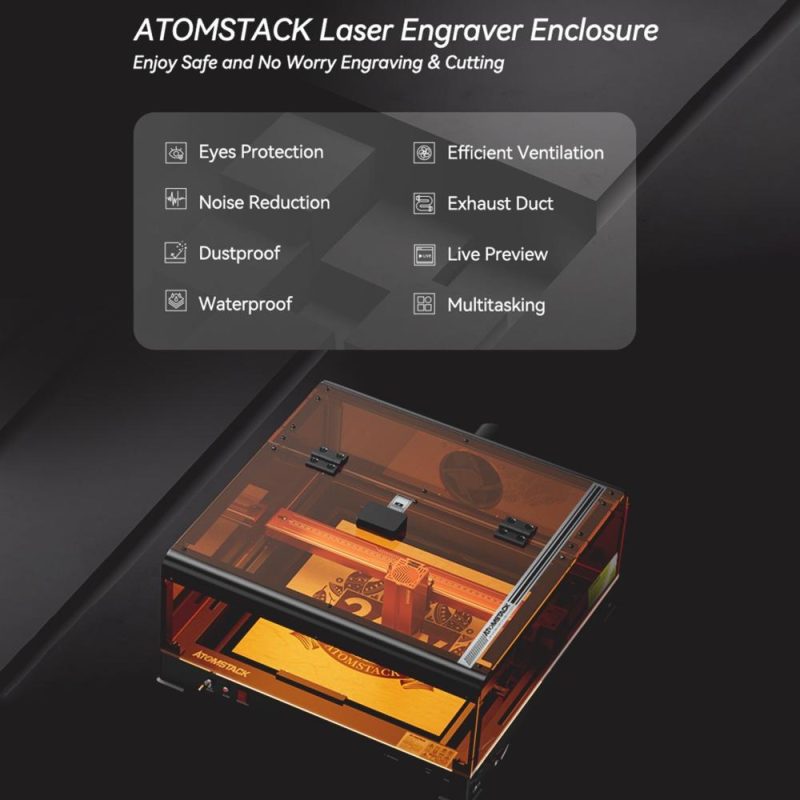 Atomstack B3 Laser Engraver Protective Box with AC1 Camera and LED Light and Exhaust Fan and Eye-protection Visual Window  |   Laser Equipment Laser Equipment Laser Equipment