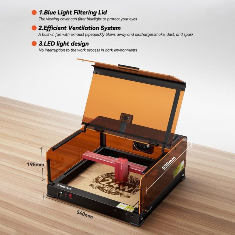 Atomstack B3 Laser Engraver Protective Box with AC1 Camera and LED Light and Exhaust Fan and Eye-protection Visual Window  |   Laser Equipment Laser Equipment Laser Equipment