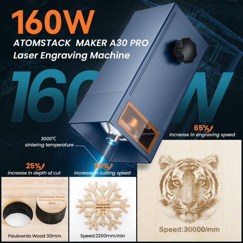 Atomstack Maker A30 Pro 33W Laser Engraver DIY CNC Laser Engraving Cutting Machine with F30 Pro Air Assist System  |   Laser Equipment Laser Equipment Laser Equipment