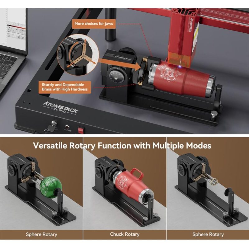 Atomstack Maker R1-B Rotary Roller Laser Engraver Y-axis Chuck Jaw Rotary with 4pcs 115mm Risers  |   Laser Equipment Laser Equipment Laser Equipment