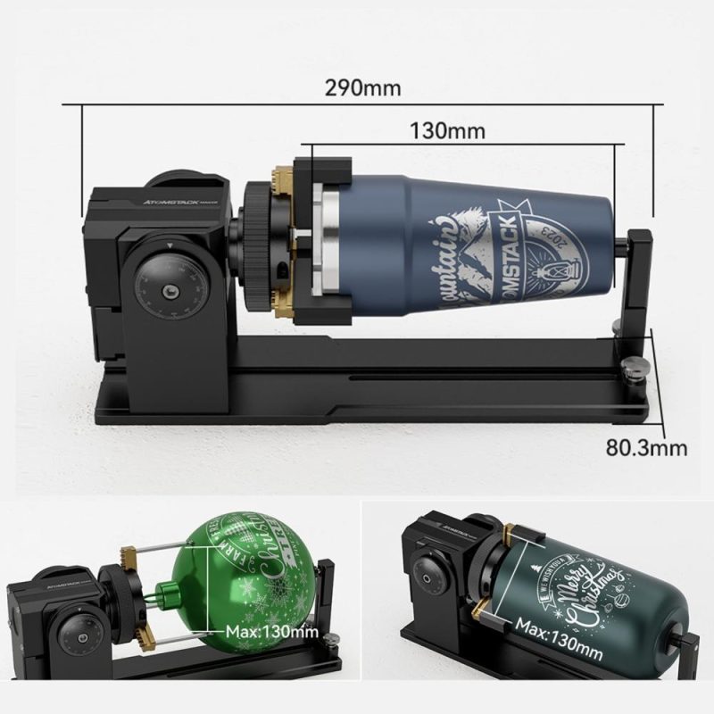 Atomstack Maker R1-B Rotary Roller Laser Engraver Y-axis Chuck Jaw Rotary with 4pcs 115mm Risers  |   Laser Equipment Laser Equipment Laser Equipment