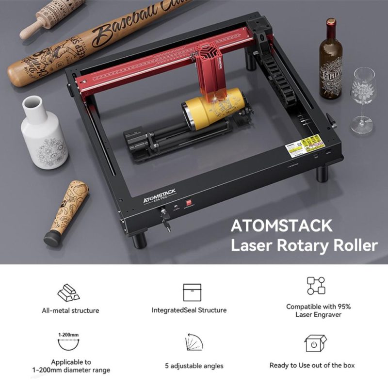 Atomstack Maker R2-B Rotary Roller Y-axis Rotary with 4pcs 115mm Risers  |   Laser Equipment Laser Equipment Laser Equipment