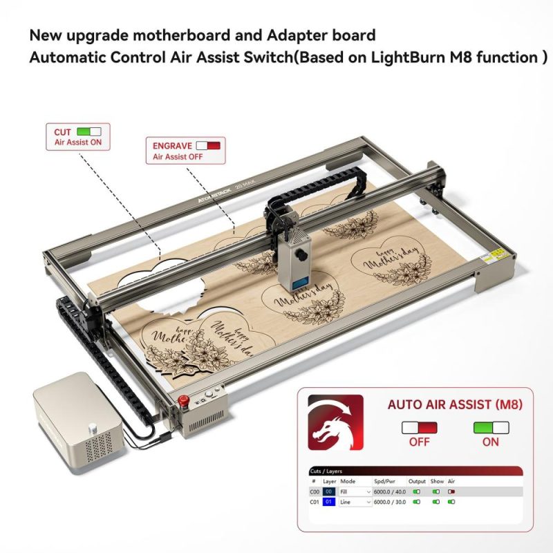 Atomstack S20 Max 20W Laser Engraver with Dual Pump Air Assitance Upgraded Work Area 850x400mm  |   Laser Equipment Laser Equipment Laser Equipment