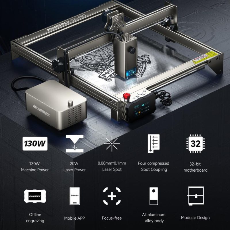 ATOMSTACK S20 Pro 20W Laser Engraver with FB2 Laser Engraver Protective Box and Air Assist Accessory  |   Laser Equipment Laser Equipment Laser Equipment