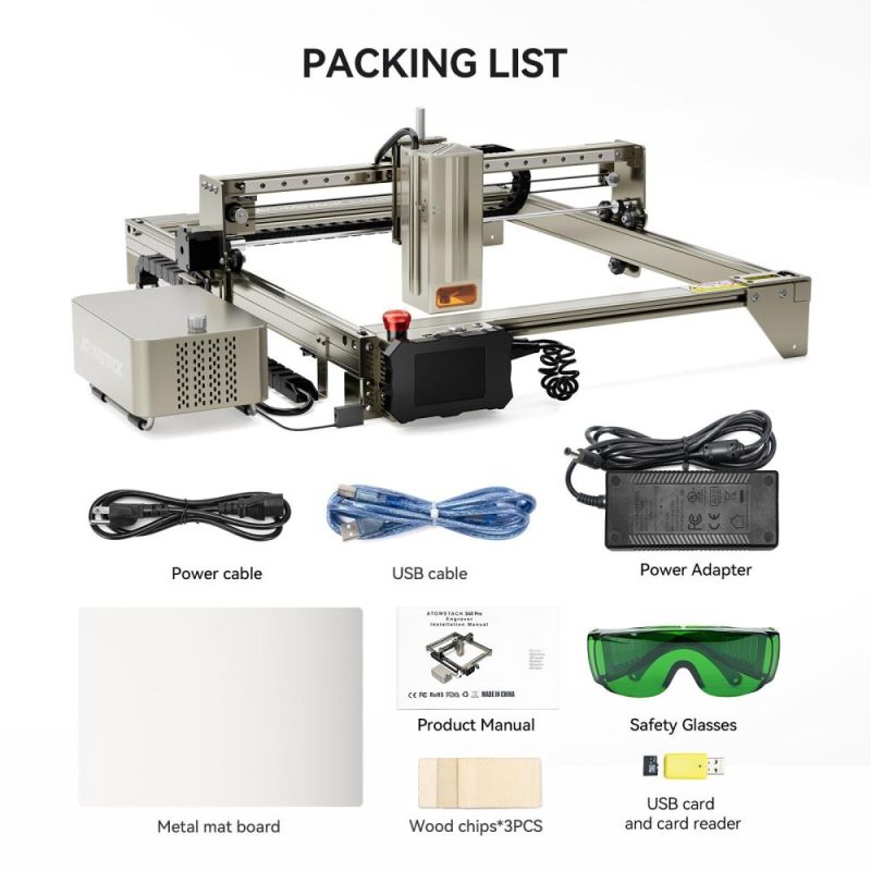 Atomstack S40 Pro 40W Laser Engraver with Dual Air Assist Pump 36000mm/min Ultra High Speed  |   Laser Equipment Laser Equipment Laser Equipment