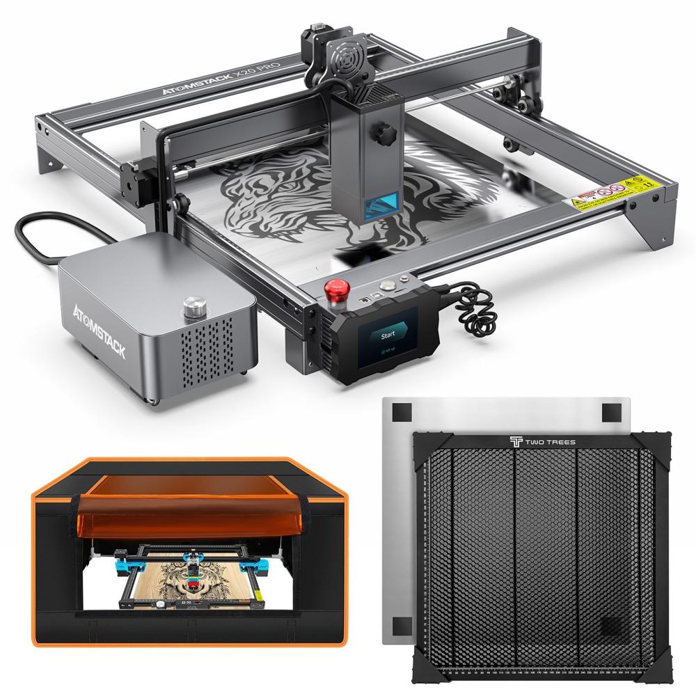 ATOMSTACK X20 Pro 20W Laser Engraver with Two Trees 740x700x400mm Protective Box and 400x400mm Honeycomb Working Table  |   Laser Equipment Laser Equipment Laser Equipment