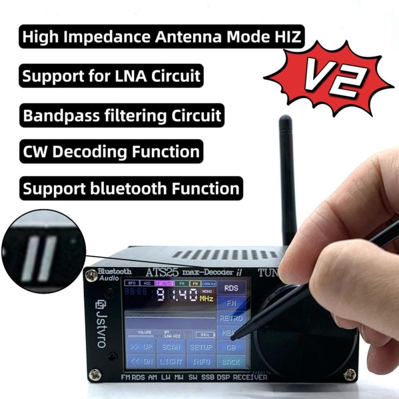 ATS-25MAX Decoder V2 2.4Inch Touching Screen Portable Full Band Radio Receiver with HAM Frequency Modulation Radios Searching CW Decoding WiFi LNA BT Functions  |   Other Instruments Measurement & Analysis Instruments Black