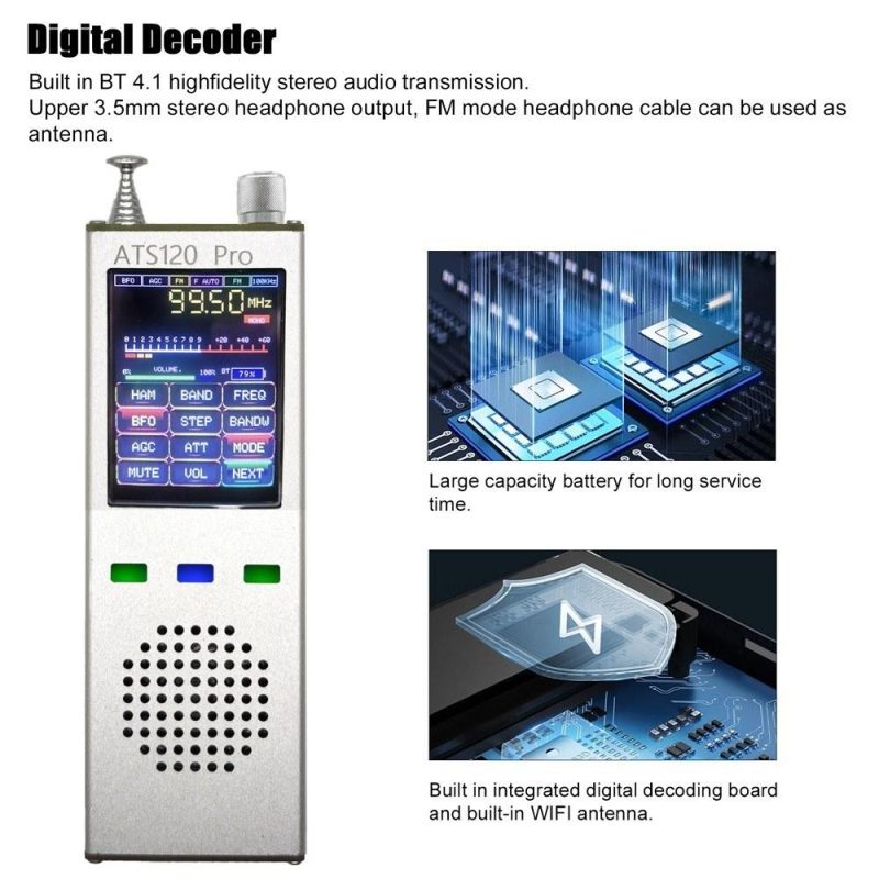 ATS120pro FM SSB SDR AM LSB Full Band Radio Reception Digital Decoder Portable Digital Display Touching Screen Radio Receiver with Activation Firmware  |   Other Instruments Measurement & Analysis Instruments Other Instruments