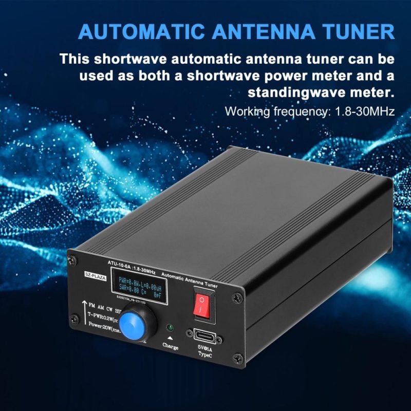 ATU-10-0A Shortwave Automatic Antenna Tuner 20W 1.8-30MHz Aluminum Alloy Housing Shortwave Power Meter Standing Waves Meter  |   Other Instruments Measurement & Analysis Instruments Black