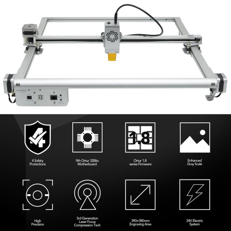 Aufero Laser 2 LU2-10A 10W Laser Engraver with 400x400mm Honeycomb Working Table  |   Laser Equipment Laser Equipment Laser Equipment