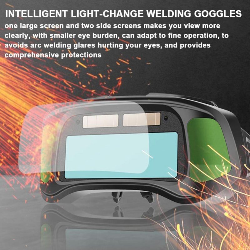 Automatic Dimming Welding Goggles Large View Green Color Auto Darkening Protective Glasses for Arc Welding Grinding Cutting  |   Safety & Protective Gear Professional Tools Safety & Protective Gear