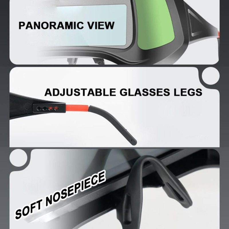 Automatic Dimming Welding Goggles Large View Green Color Auto Darkening Protective Glasses for Arc Welding Grinding Cutting  |   Safety & Protective Gear Professional Tools Safety & Protective Gear