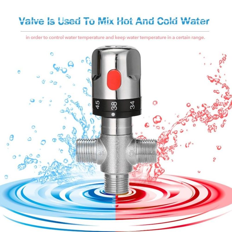 Bathroom Adjustable Thermostatic Mixer Valve Brass Water Mixer Hot/Cold Water Mixing Temperature Control Valve For Home Water Heater  |   Machinery Parts Hardware & Gadgets Machinery Parts