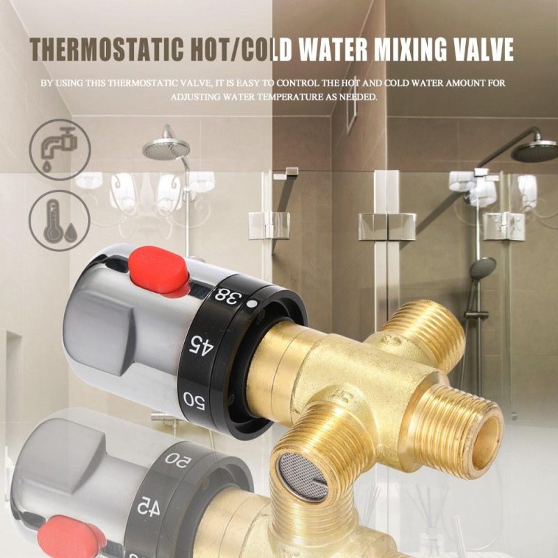 Bathroom Adjustable Thermostatic Mixer Valve Brass Water Mixer Hot/Cold Water Mixing Temperature Control Valve For Home Water Heater  |   Machinery Parts Hardware & Gadgets Machinery Parts