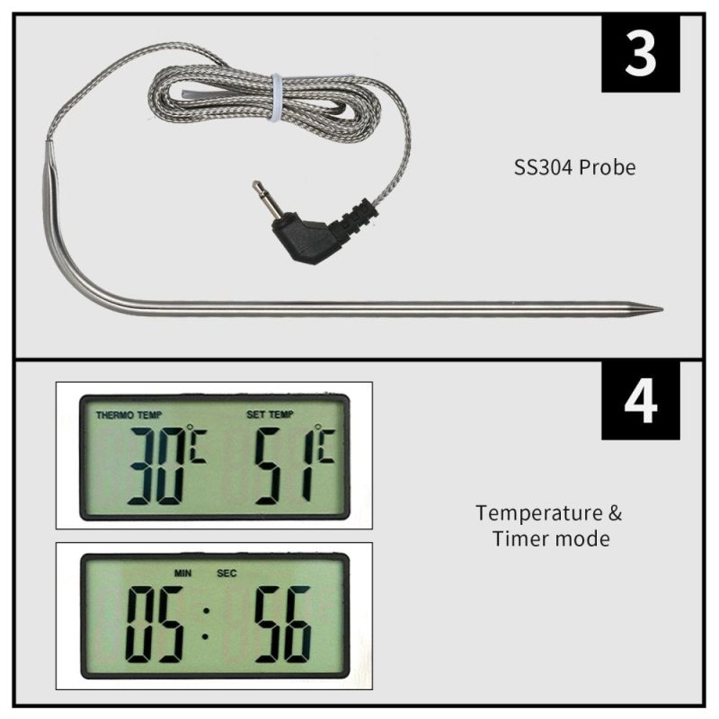 BBQ Grill Thermometer Food Thermometer 0~250°C Food Cooking Thermometer with Alarm Timer Function LCD Digital Food Temperature Gauge for Kitchen BBQ Steak Barbecue  |   Temperature & Humidity Measurements Measurement & Analysis Instruments Temperature & Humidity Measurements