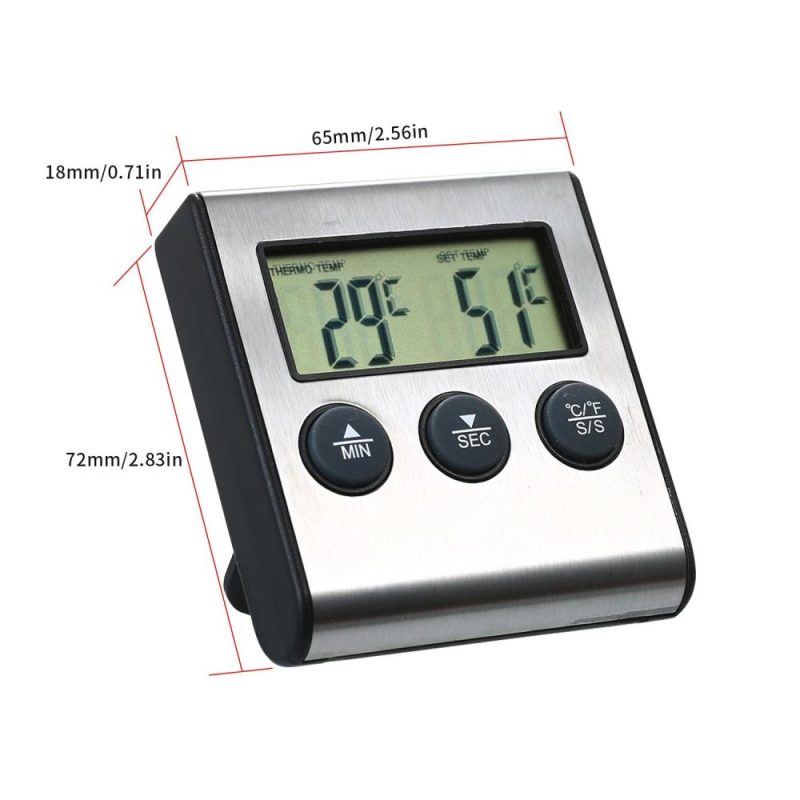 BBQ Grill Thermometer Food Thermometer 0~250°C Food Cooking Thermometer with Alarm Timer Function LCD Digital Food Temperature Gauge for Kitchen BBQ Steak Barbecue  |   Temperature & Humidity Measurements Measurement & Analysis Instruments Temperature & Humidity Measurements