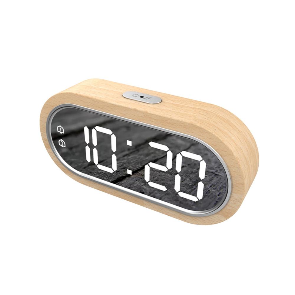 Beech Wood Digital Clock Dual Alarm Snooze USB Alarm Clock Table Thermometer Electronic LED Wooden Desk Clock 4-Level Brightness for Living Room Office  |   Temperature & Humidity Measurements Measurement & Analysis Instruments Temperature & Humidity Measurements