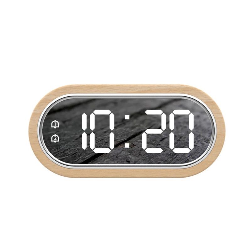 Beech Wood Digital Clock Dual Alarm Snooze USB Alarm Clock Table Thermometer Electronic LED Wooden Desk Clock 4-Level Brightness for Living Room Office  |   Temperature & Humidity Measurements Measurement & Analysis Instruments Temperature & Humidity Measurements