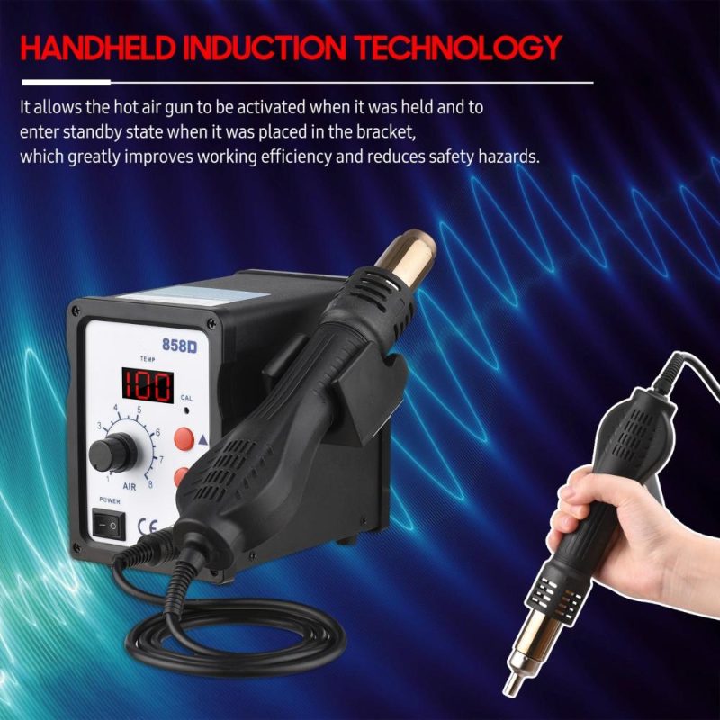 Brushless Hot Air Rework Station LED Digital 100℃-480℃ (212℉-896℉) Adjustable Air Flow 700W Portable Electric Desoldering Gun for BGA PLCC Electronics Repair PCB Heat Shrinkage Drying  |   Electrical Equipment & Supplies Electrical Equipment & Supplies Black