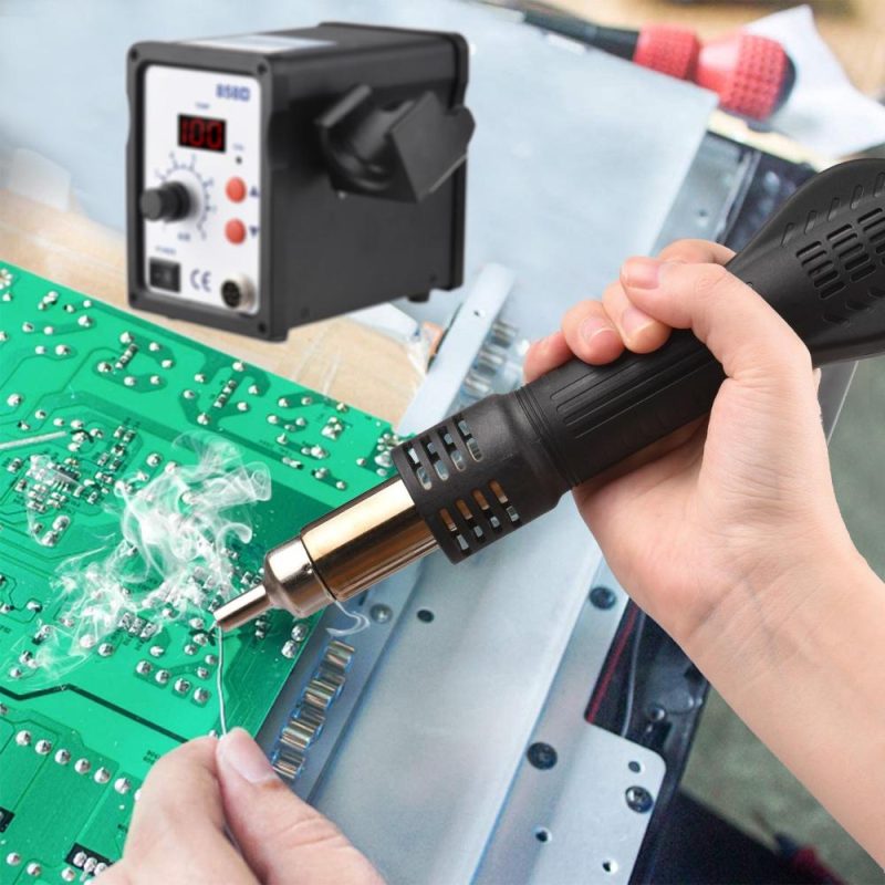 Brushless Hot Air Rework Station LED Digital 100℃-480℃ (212℉-896℉) Adjustable Air Flow 700W Portable Electric Desoldering Gun for BGA PLCC Electronics Repair PCB Heat Shrinkage Drying  |   Electrical Equipment & Supplies Electrical Equipment & Supplies Black