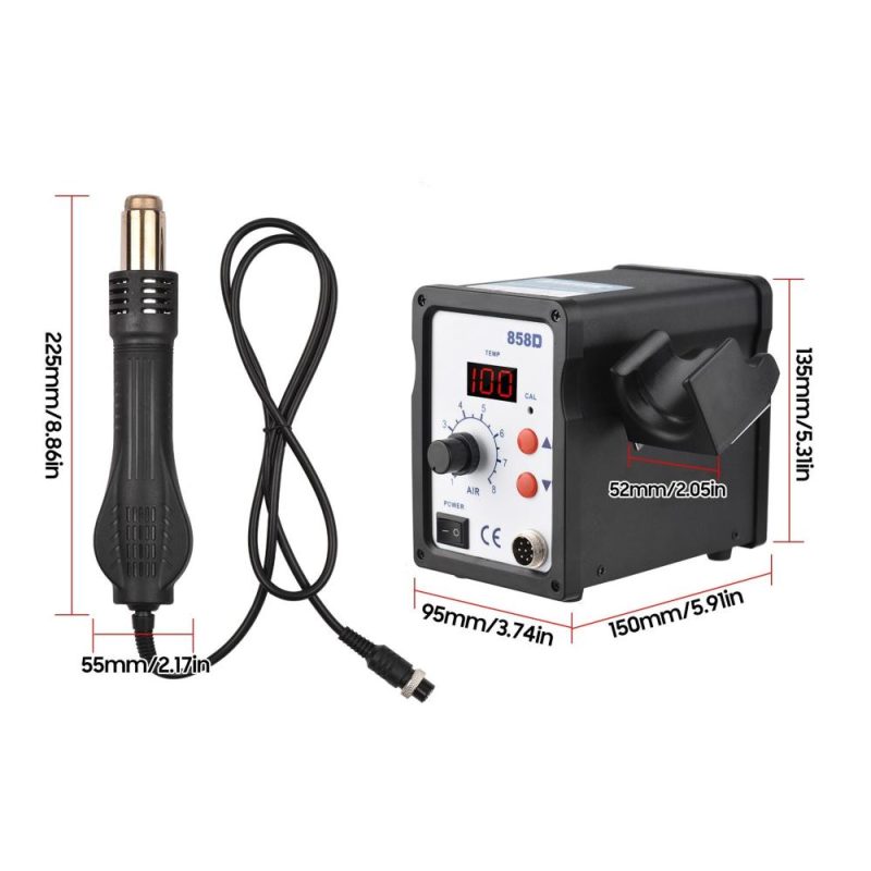 Brushless Hot Air Rework Station LED Digital 100℃-480℃ (212℉-896℉) Adjustable Air Flow 700W Portable Electric Desoldering Gun for BGA PLCC Electronics Repair PCB Heat Shrinkage Drying  |   Electrical Equipment & Supplies Electrical Equipment & Supplies Black