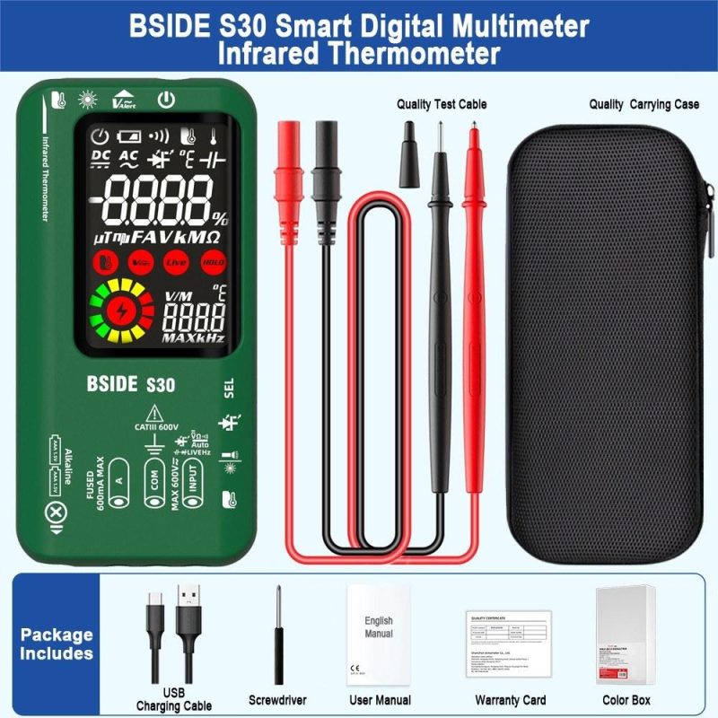 BSIDE 4in1 Digital Multimeter Infrared Thermometer Electric Test Pen Circuit Analyzer Detector 3.5inch LCD Color Display  |   Digital Multimeters & Oscilloscopes Digital Multimeters & Oscilloscopes Black/Red/Green