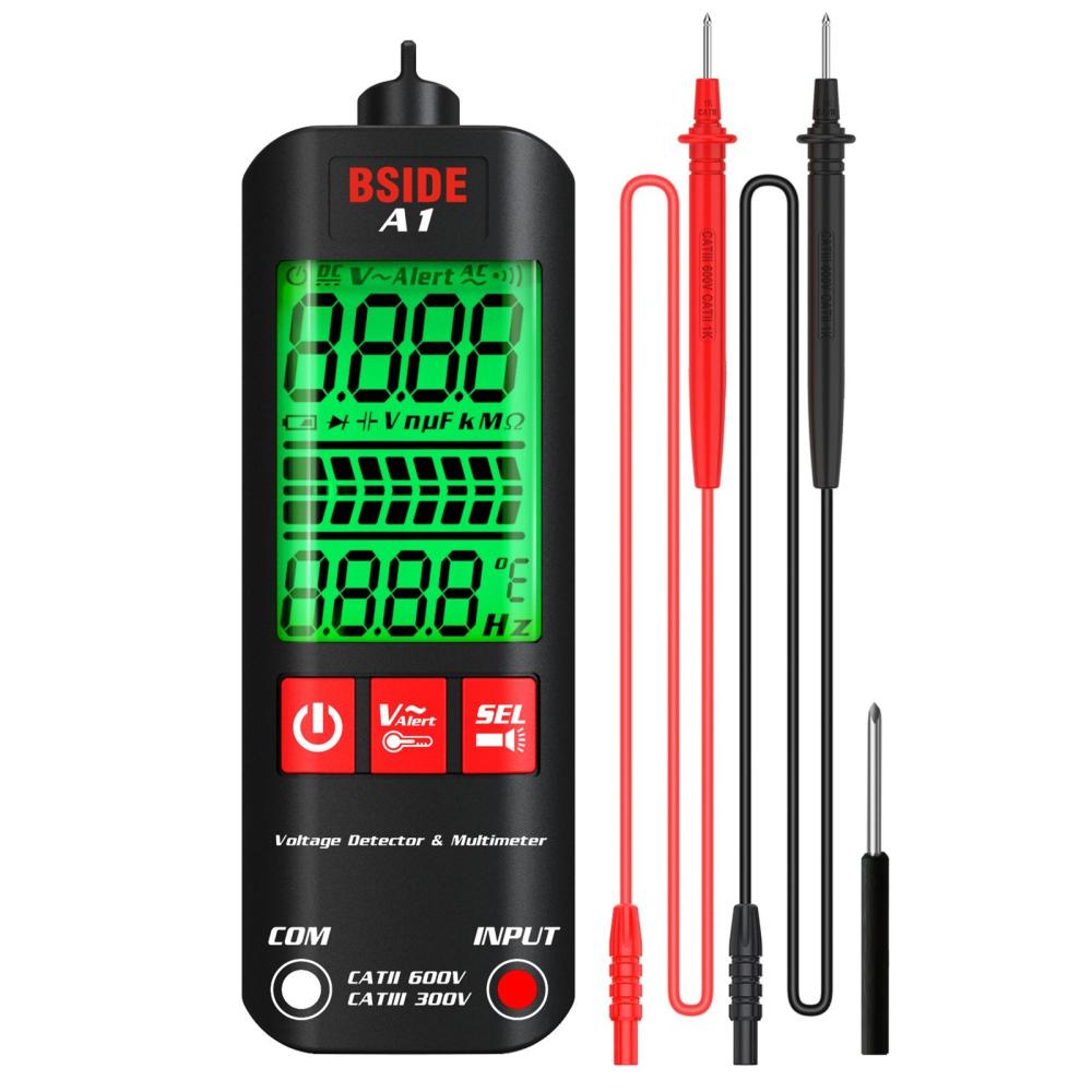 BSIDE A1 Mini Multimeter LCD Digital Tester Voltage Detector 2000 Counts DC/AC Voltage Frequency Resistance NCV Continuity Live Wire Neutral Wire Check True RMS Meter  |   Digital Multimeters & Oscilloscopes Digital Multimeters & Oscilloscopes Black