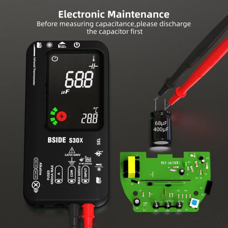 BSIDE Digital Multimeter Infrared Thermometer LCD Color Display Handheld Multimeter  |   Digital Multimeters & Oscilloscopes Measurement & Analysis Instruments Black