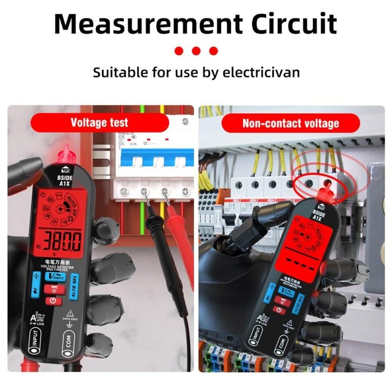 BSIDE Handheld Digital Multimeter Electric Test Pen Professional Voltage Resistance Diode Tester Live Wire Recognition Meter with Automatic Shutdown and Flashlight Function  |   Digital Multimeters & Oscilloscopes Digital Multimeters & Oscilloscopes Black