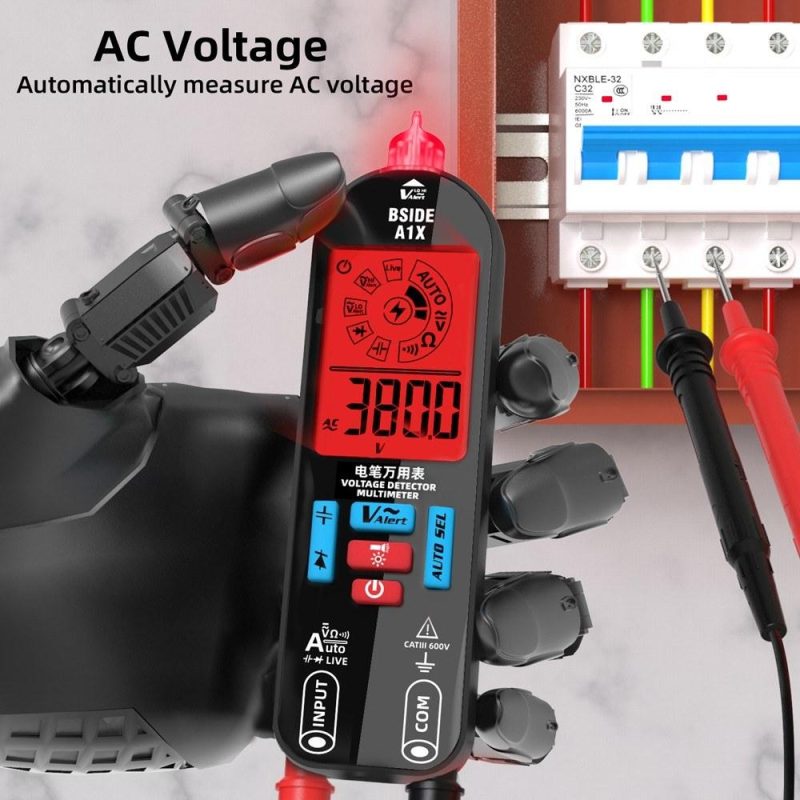 BSIDE Handheld Digital Multimeter Electric Test Pen Professional Voltage Resistance Diode Tester Live Wire Recognition Meter with Automatic Shutdown and Flashlight Function  |   Digital Multimeters & Oscilloscopes Digital Multimeters & Oscilloscopes Black