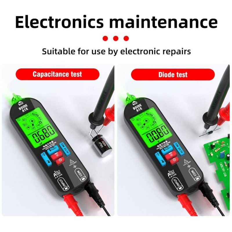 BSIDE Handheld Digital Multimeter Electric Test Pen Professional Voltage Resistance Diode Tester Live Wire Recognition Meter with Automatic Shutdown and Flashlight Function  |   Digital Multimeters & Oscilloscopes Digital Multimeters & Oscilloscopes Black