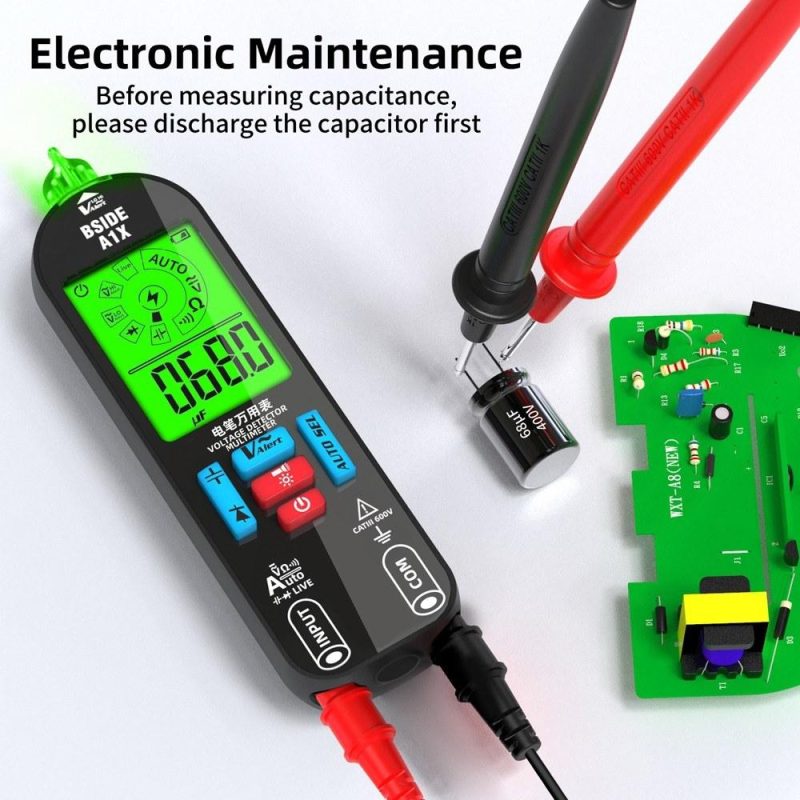 BSIDE Handheld Digital Multimeter Electric Test Pen Professional Voltage Resistance Diode Tester Live Wire Recognition Meter with Automatic Shutdown and Flashlight Function  |   Digital Multimeters & Oscilloscopes Digital Multimeters & Oscilloscopes Black