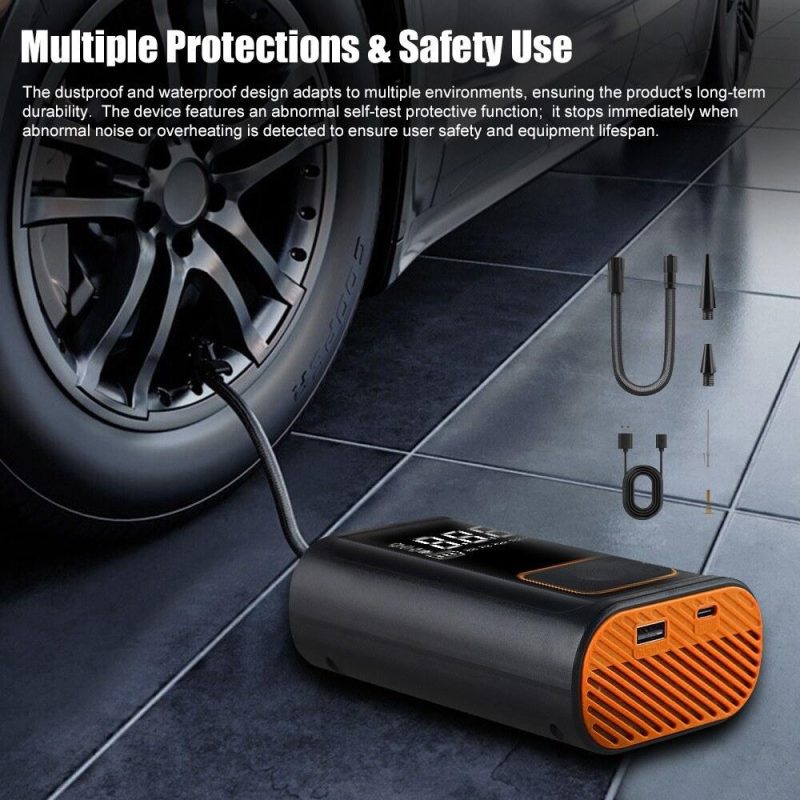 Car Inflatable Pump Cordless Pump Portable Tire Inflator Digital Display Car Tire Air Compressor Multifunctional Bike Inflation Device with Chargepal Function  |   Electrical Equipment & Supplies Electrical Equipment & Supplies Black + Orange/Black+Green