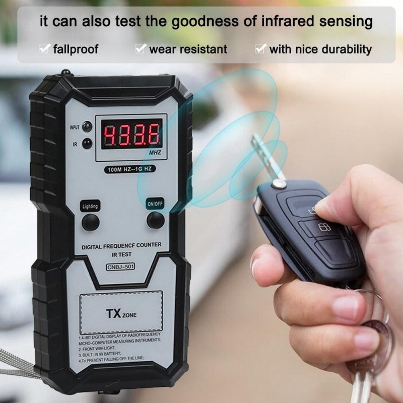 Car Keys Infrared Frequency Tester 100M-1GHZ 4-bit Digital Electronic Infrared Frequence Counter Test Instrument with Illumination Function  |   Other Instruments Measurement & Analysis Instruments Black