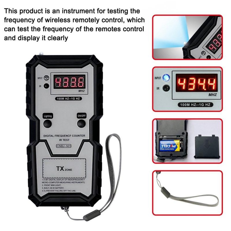 Car Keys Infrared Frequency Tester 100M-1GHZ 4-bit Digital Electronic Infrared Frequence Counter Test Instrument with Illumination Function  |   Other Instruments Measurement & Analysis Instruments Black