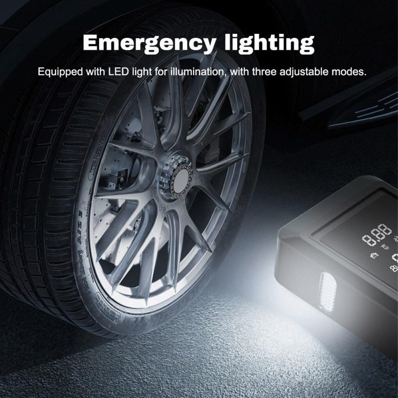 Car Tire Inflation Pump Car Jump Starter Multifunctional Mobilephone Recharger Electric Motorcycle Car Battery Starter Auto Tyre Inflator with LED Light  |   Electrical Equipment & Supplies Electrical Equipment & Supplies Black