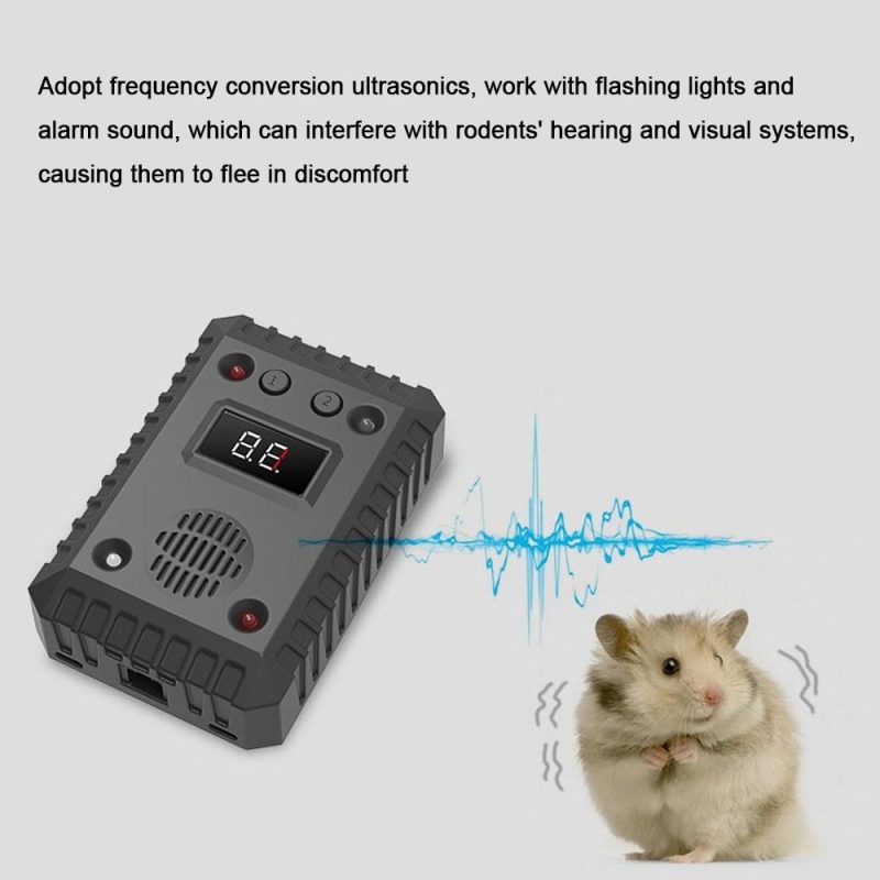 Car Under Hood Animal Repeller Rodent Rat Repellent Mice Repeller Deterrent Device with LED Strobe Light Alarm Sound for Car Trunk RV Indoor Warehouse  |   Electrical Equipment & Supplies Electrical Equipment & Supplies Black