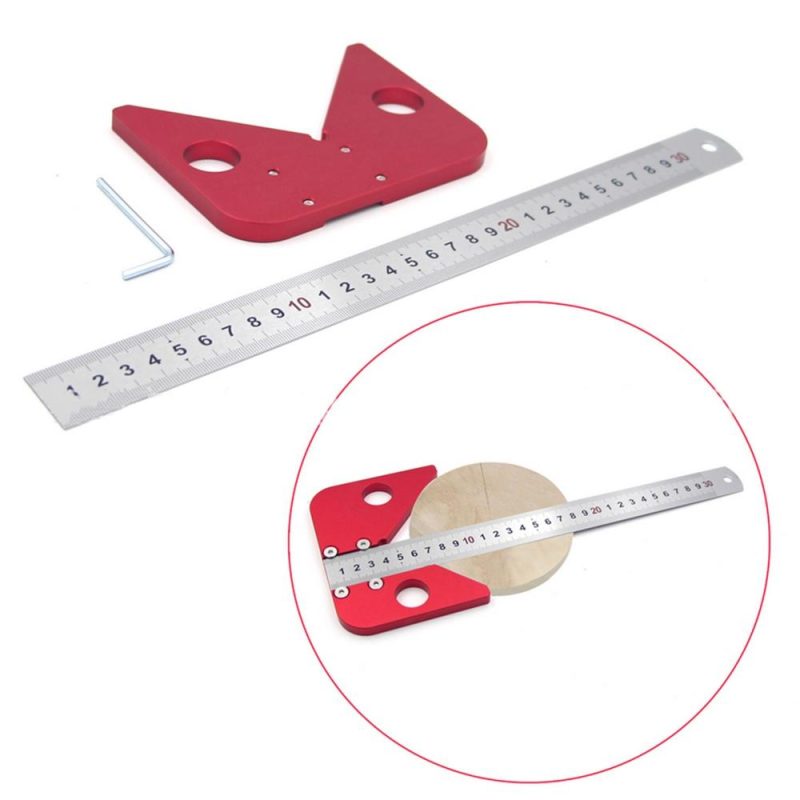 Center Scribe Center Finder Measuring Tool Woodworking Line Caliber Gauge 45/90 Degree Right Angle Line Gauge Carpenter Ruler  |   Hardware & Accessories Hardware & Accessories Hardware & Accessories