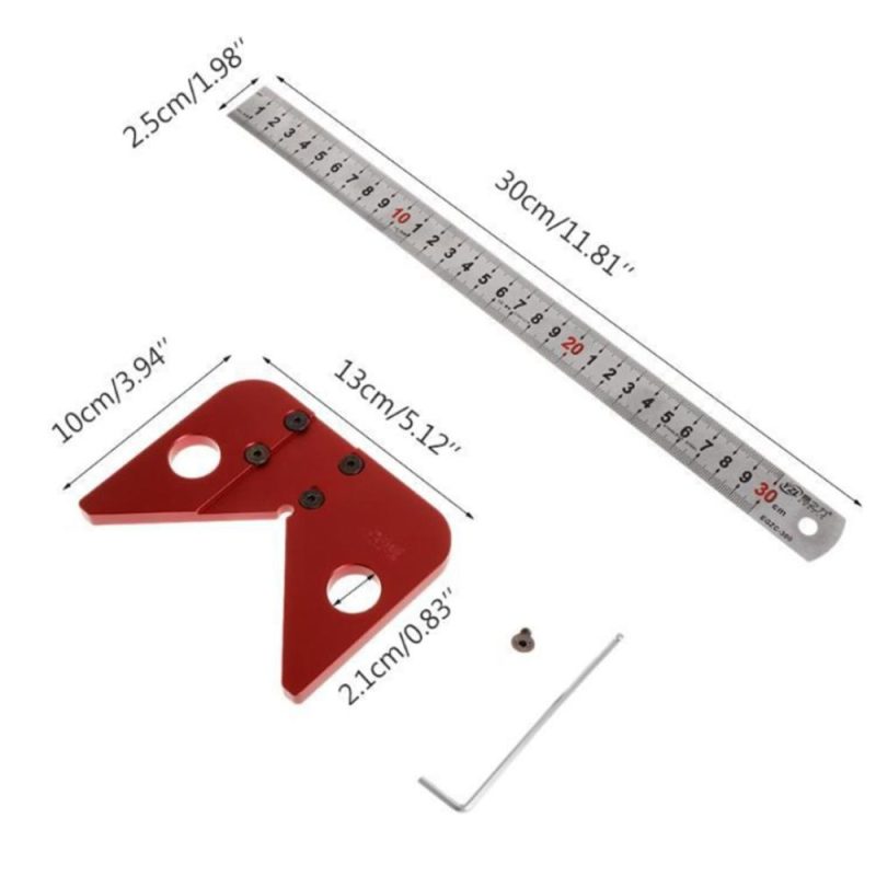 Center Scribe Center Finder Measuring Tool Woodworking Line Caliber Gauge 45/90 Degree Right Angle Line Gauge Carpenter Ruler  |   Hardware & Accessories Hardware & Accessories Hardware & Accessories